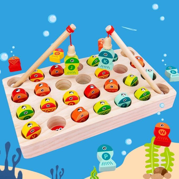 2 In 1 Magnetic Fishing Game Alphabet Number Sorting Puzzle-