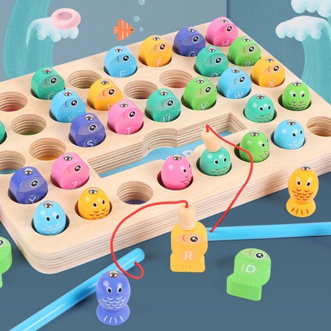 2 In 1 Magnetic Fishing Game Alphabet Number Sorting Puzzle-
