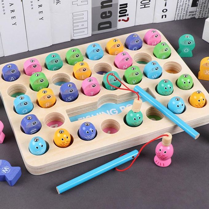 2 In 1 Magnetic Fishing Game Alphabet Number Sorting Puzzle-