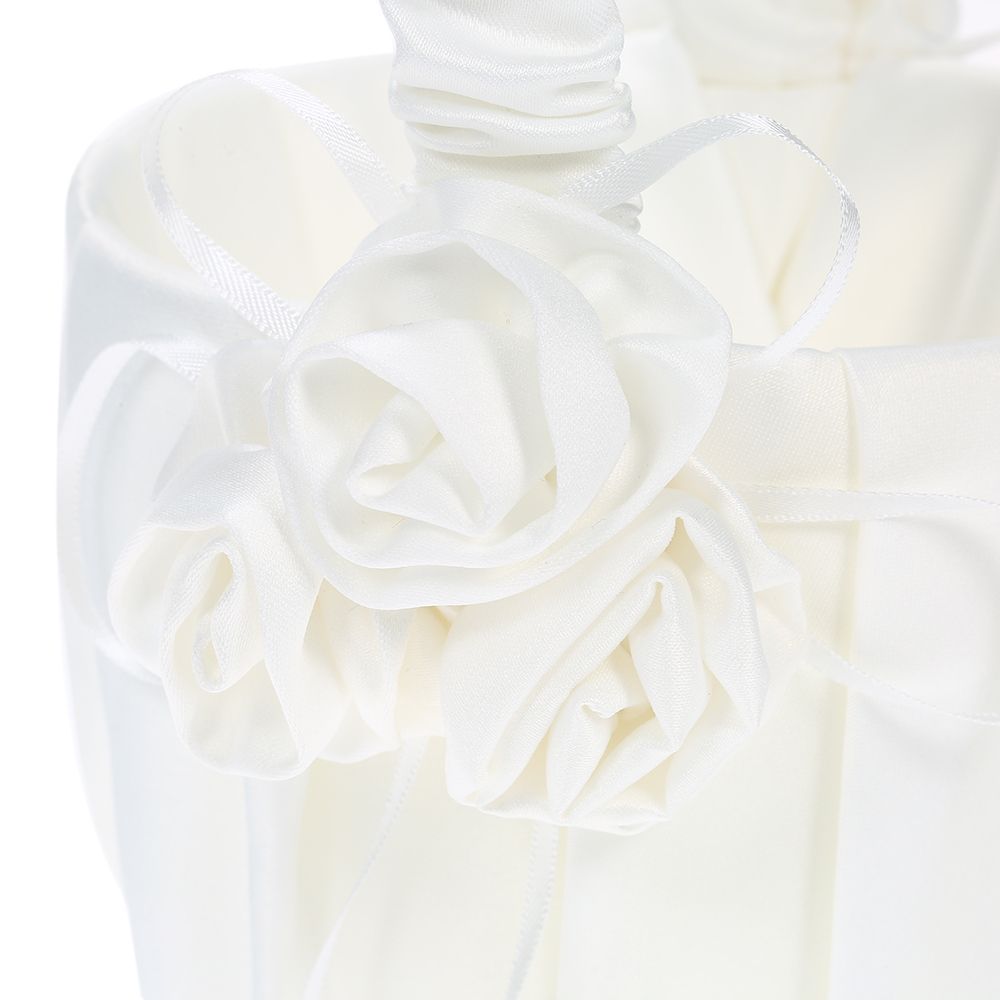 7 * 7 Inches White Heart Ring Bearer Pillow And Satin Flower