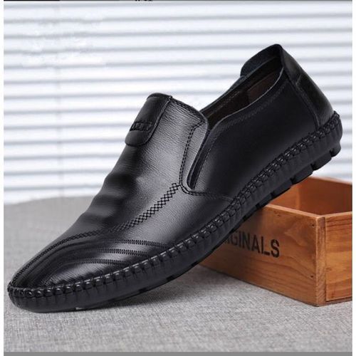 Executive Business Men Leather Loafer Shoes- Black