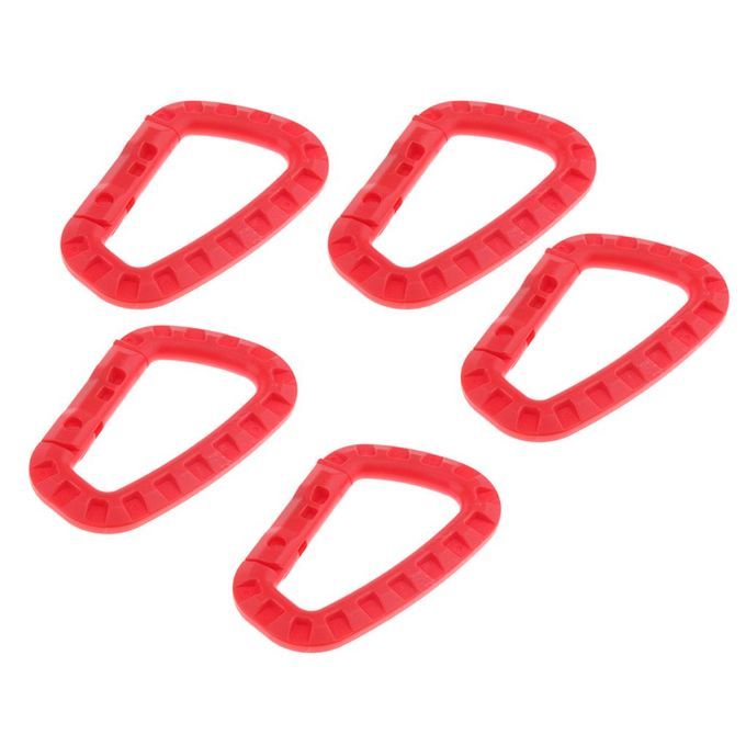 5Pcs Outdoor Camping D-Ring Molle Webbing Plastic Backpack Red