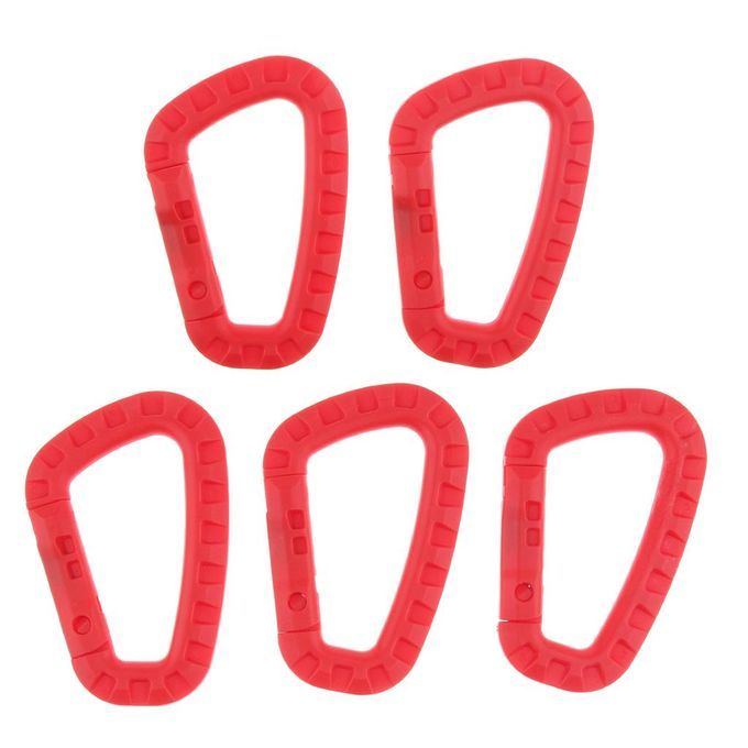 5Pcs Outdoor Camping D-Ring Molle Webbing Plastic Backpack Red
