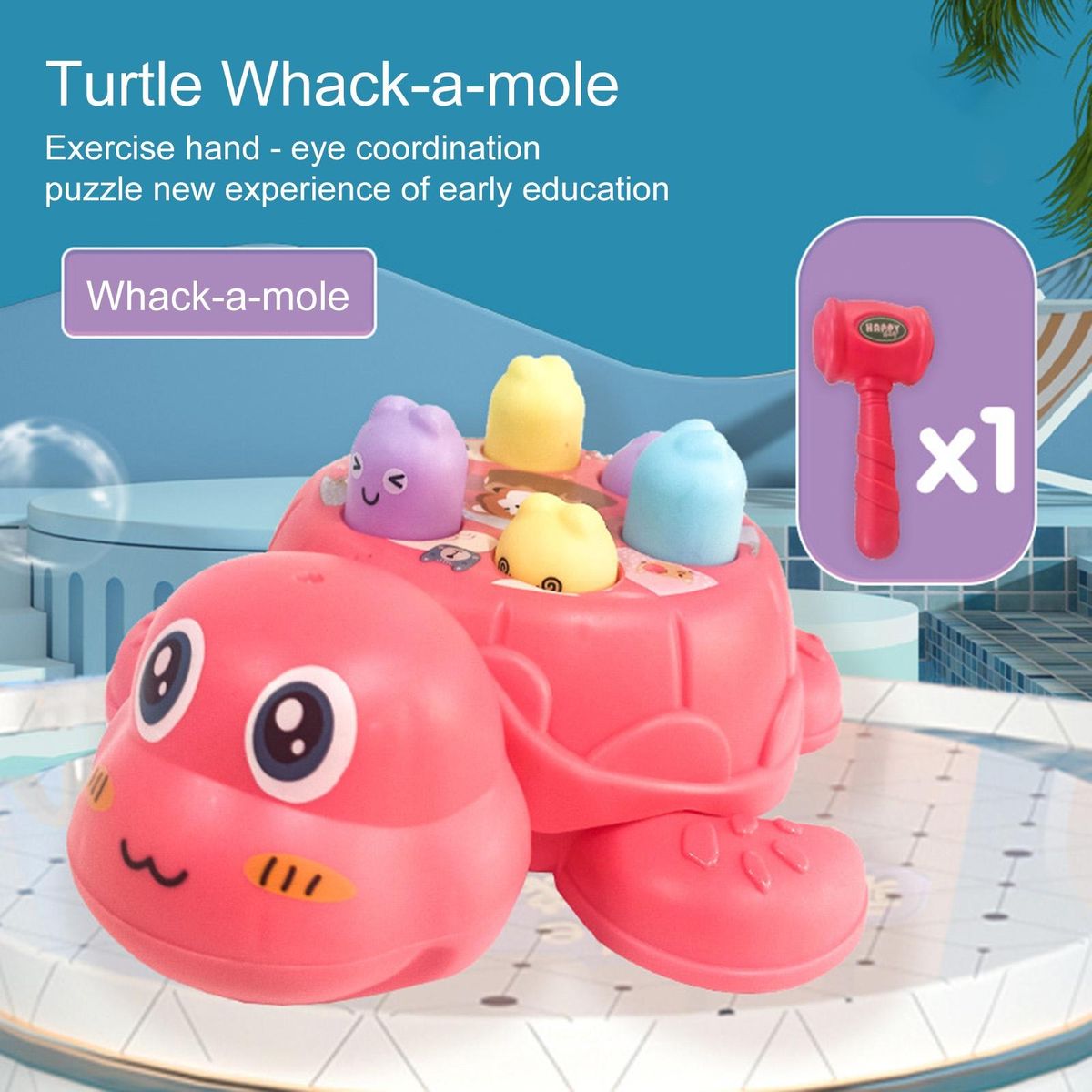 Whack A Mole Toy Early Learning Toddler Gopher Knock Toy with Hammer Red