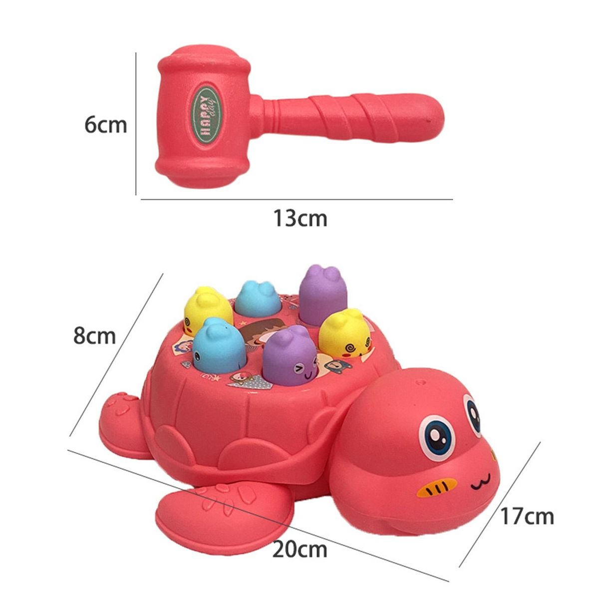 Whack A Mole Toy Early Learning Toddler Gopher Knock Toy with Hammer Red