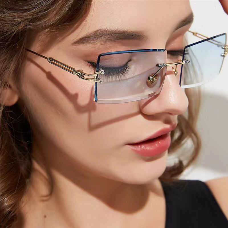 Retro Rectangular Frameless Sunglasses