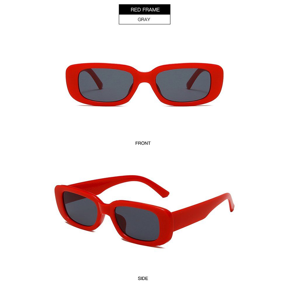 Portable Square Sungl Es Travel Re Tangle Small Vintage Retro Sungl Es-Red Frame Black Gray Film-144*145*40mm