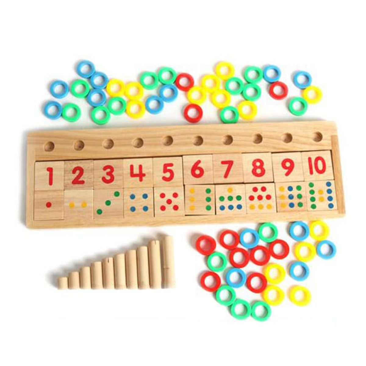 Wooden Math Game Board Number Puzzle Sorting Montessori Toys Educational Learning Tools for Kids Toddlers Preschoolers Early Education