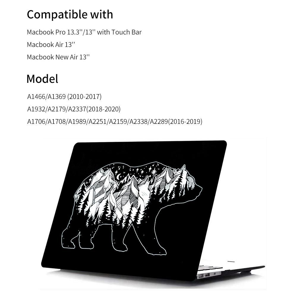 Laptop Case Protective Cover Snap on Case Compatible with Macbook Pro 13.3''/13'' with Touch Bar(2016-2019) Bear with Views1