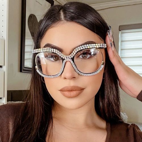 Diamond Cat Eye Glasses Anti Blue Light Fashion Luxury Elegant Women