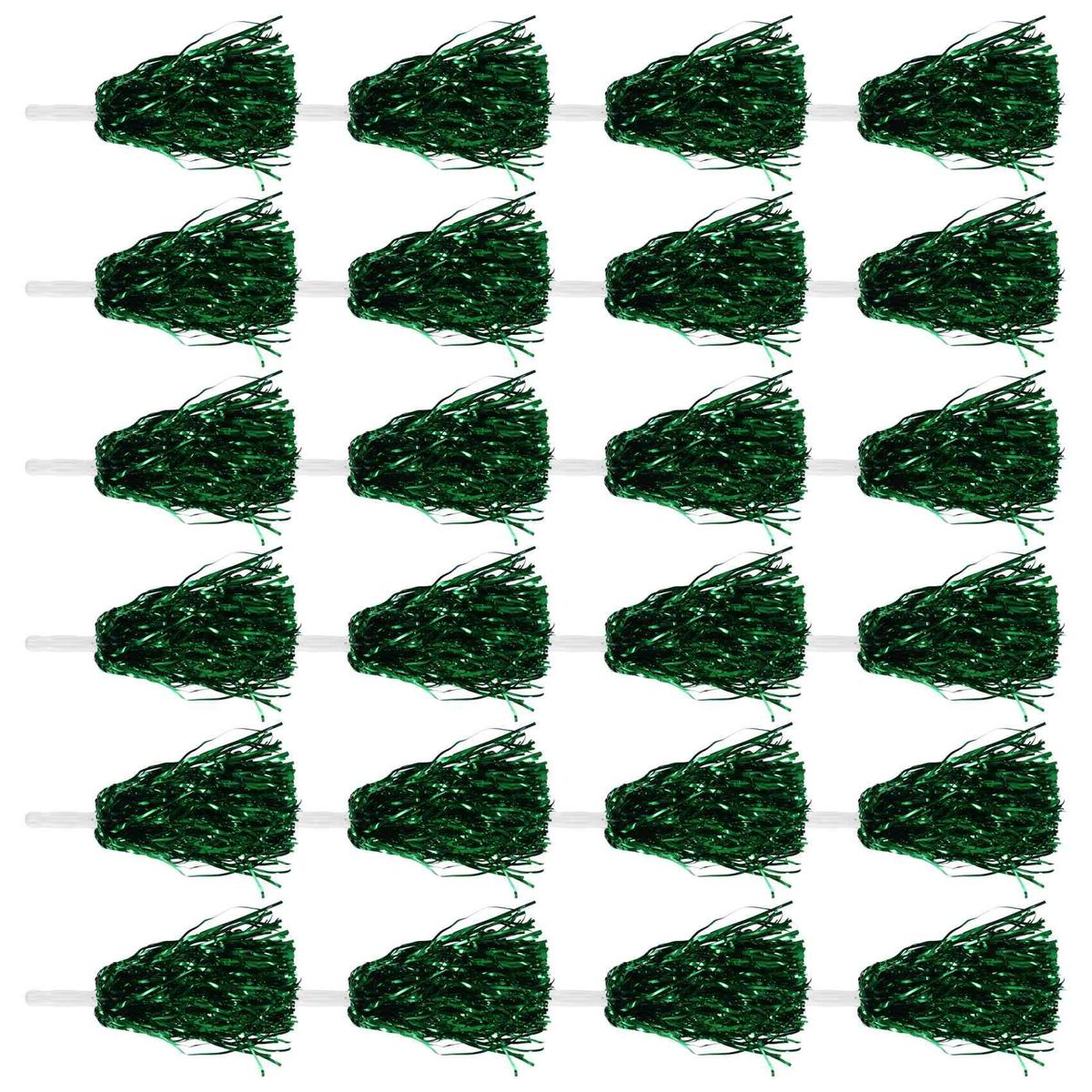 24Pcs Cheerleading Poms Metallic Foil Cheer Poms with Plastic Handle for Adults Kids Cheerleaders Party Green