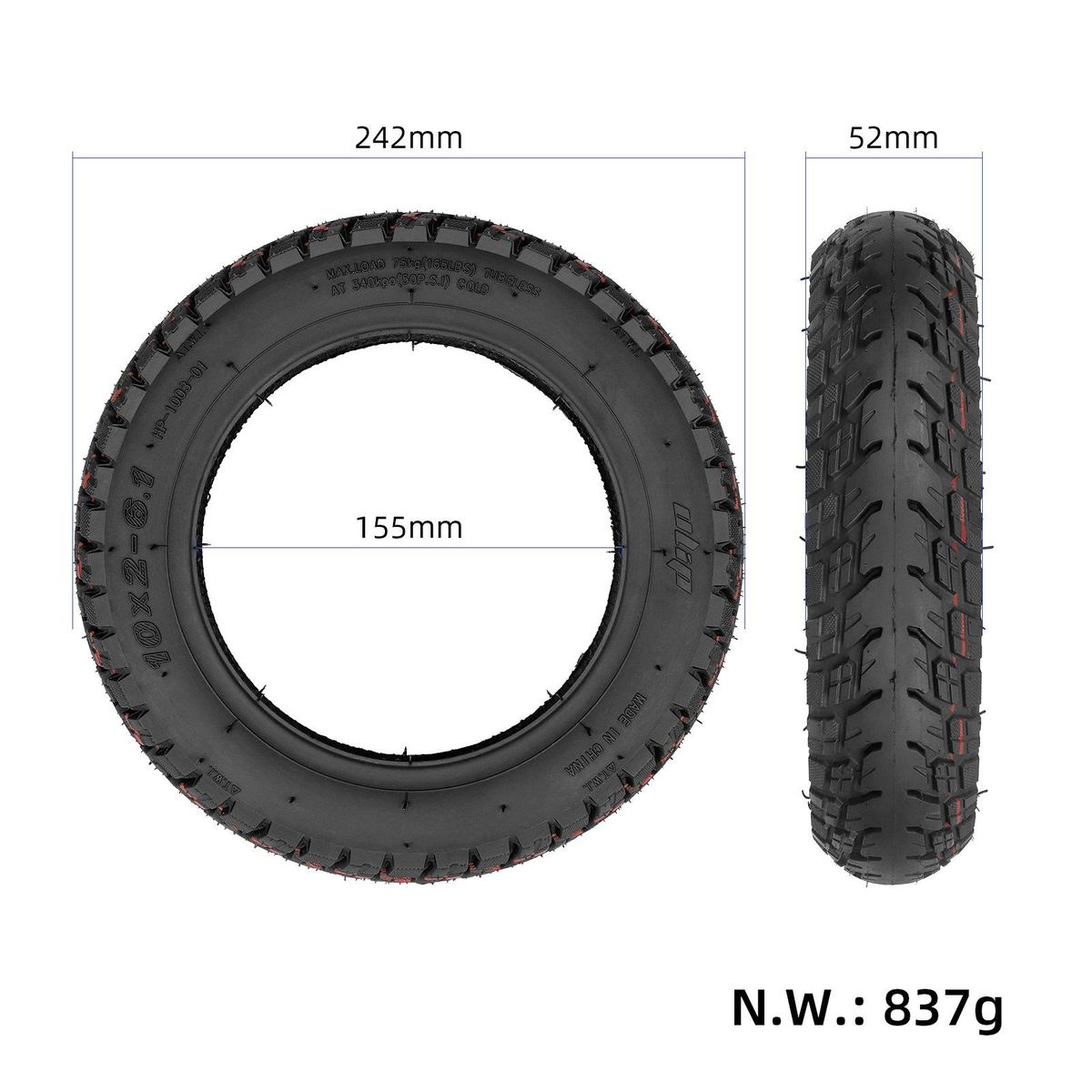 10in Trackslip Scooter Tire Self-Healing Scootor Tubeless Tires Thickened Scootor Replacement Tyre Tires for M365/Pro/Pro2/1S Self Repairing Scooter Tire