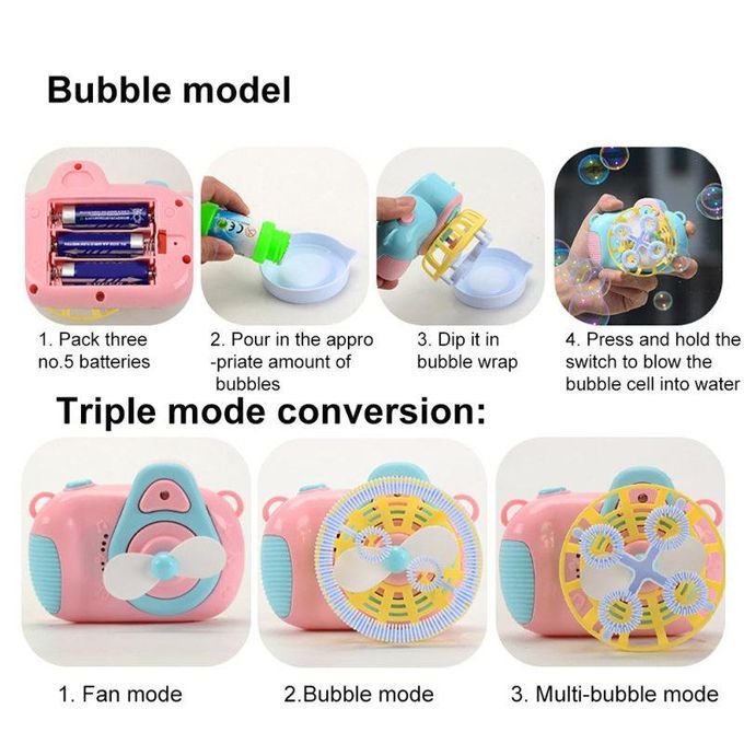Camera Shape Electric Music Light Blowing Bubble-Multi-Color