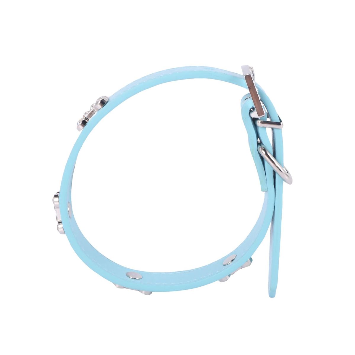 Pet ,Small Dog Collars Crystal With Bone Necklaceblue M