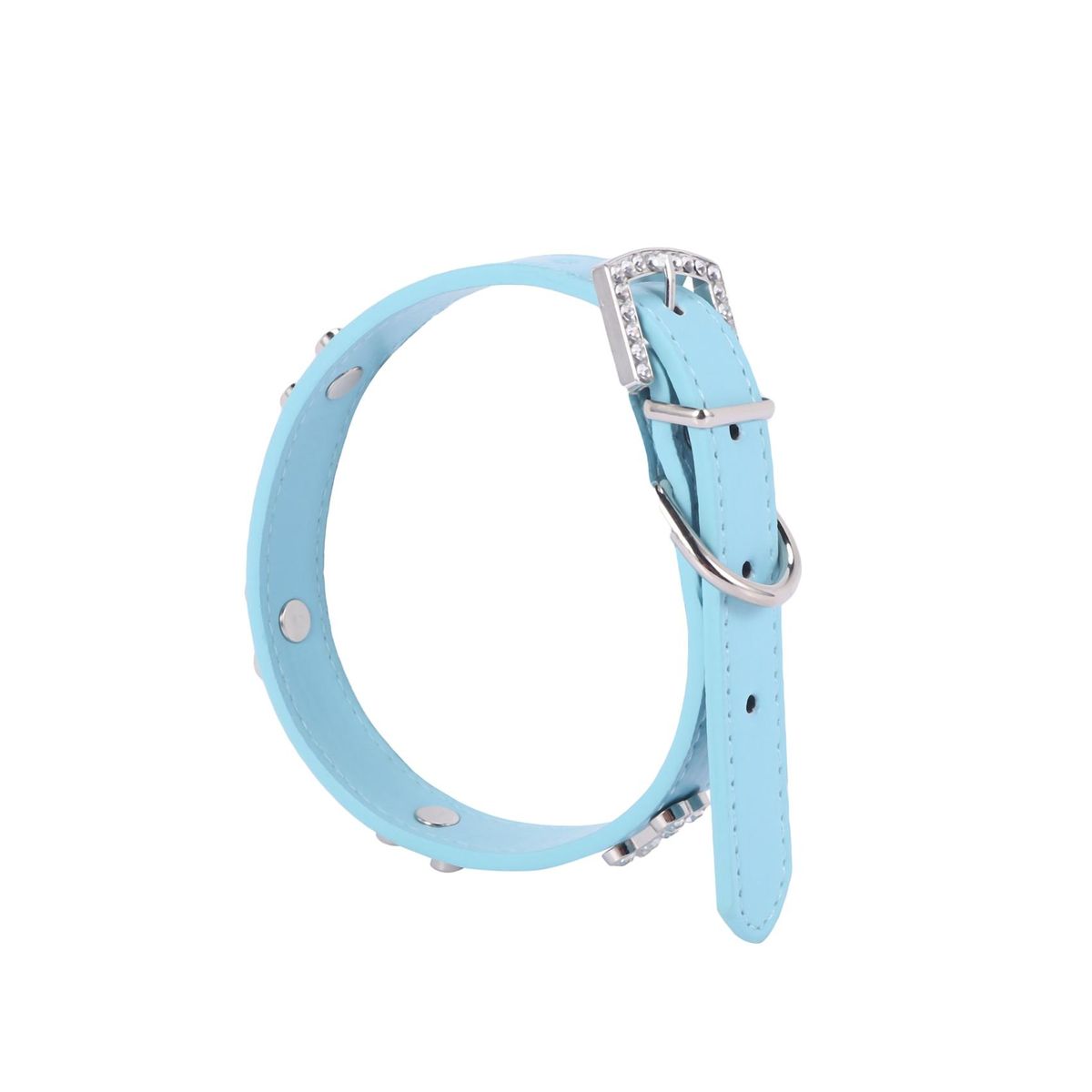 Pet ,Small Dog Collars Crystal With Bone Necklaceblue M