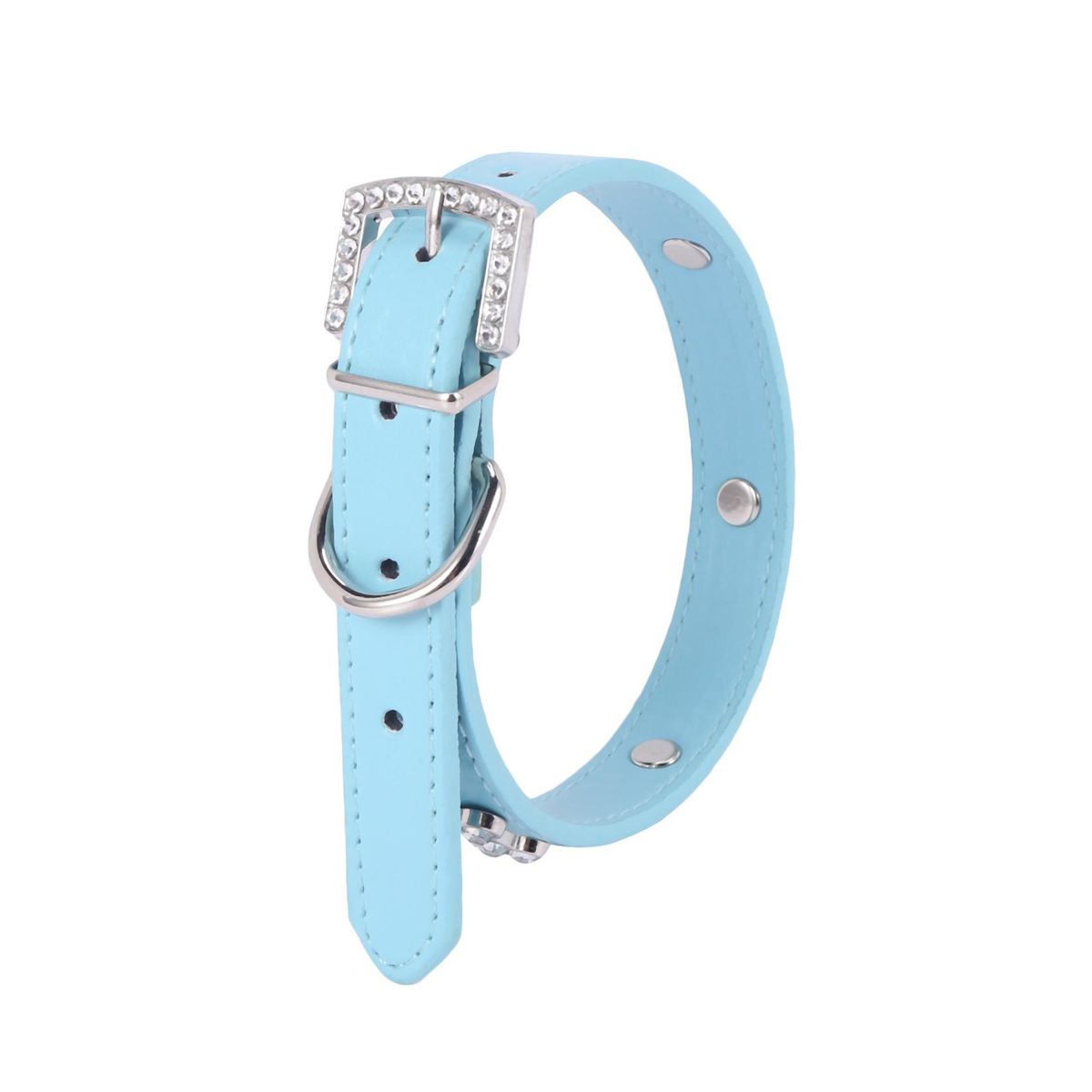 Pet ,Small Dog Collars Crystal With Bone Necklaceblue M
