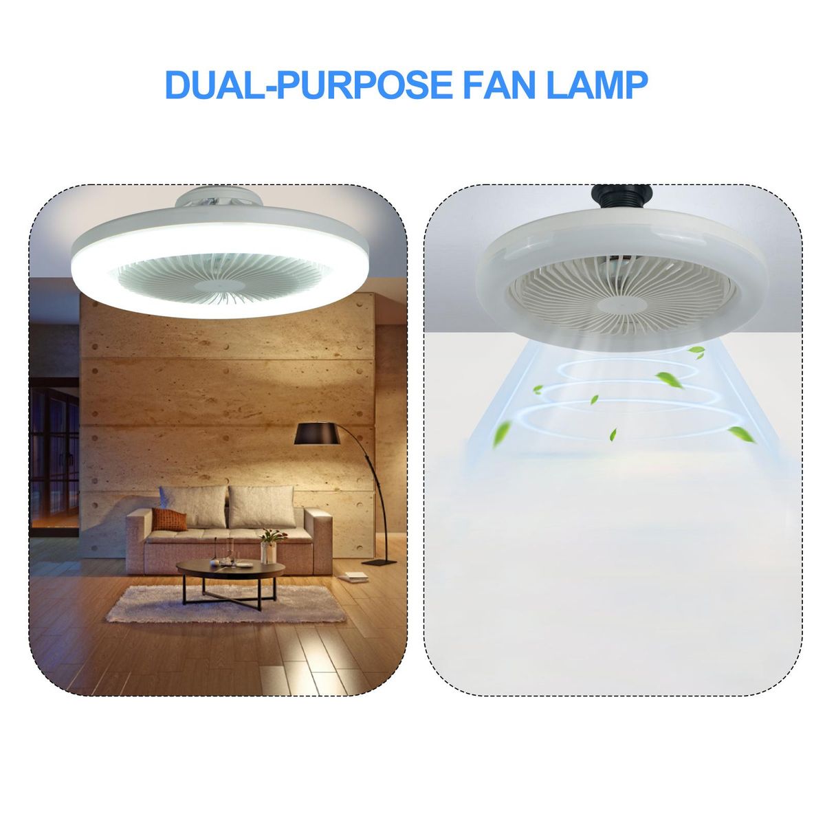 E27 Lamp Head Ceiling Dual-purpose Fan Lamp 3-Gear Adjustment Small Ceiling Fan Light for Kids Room Bedroom
