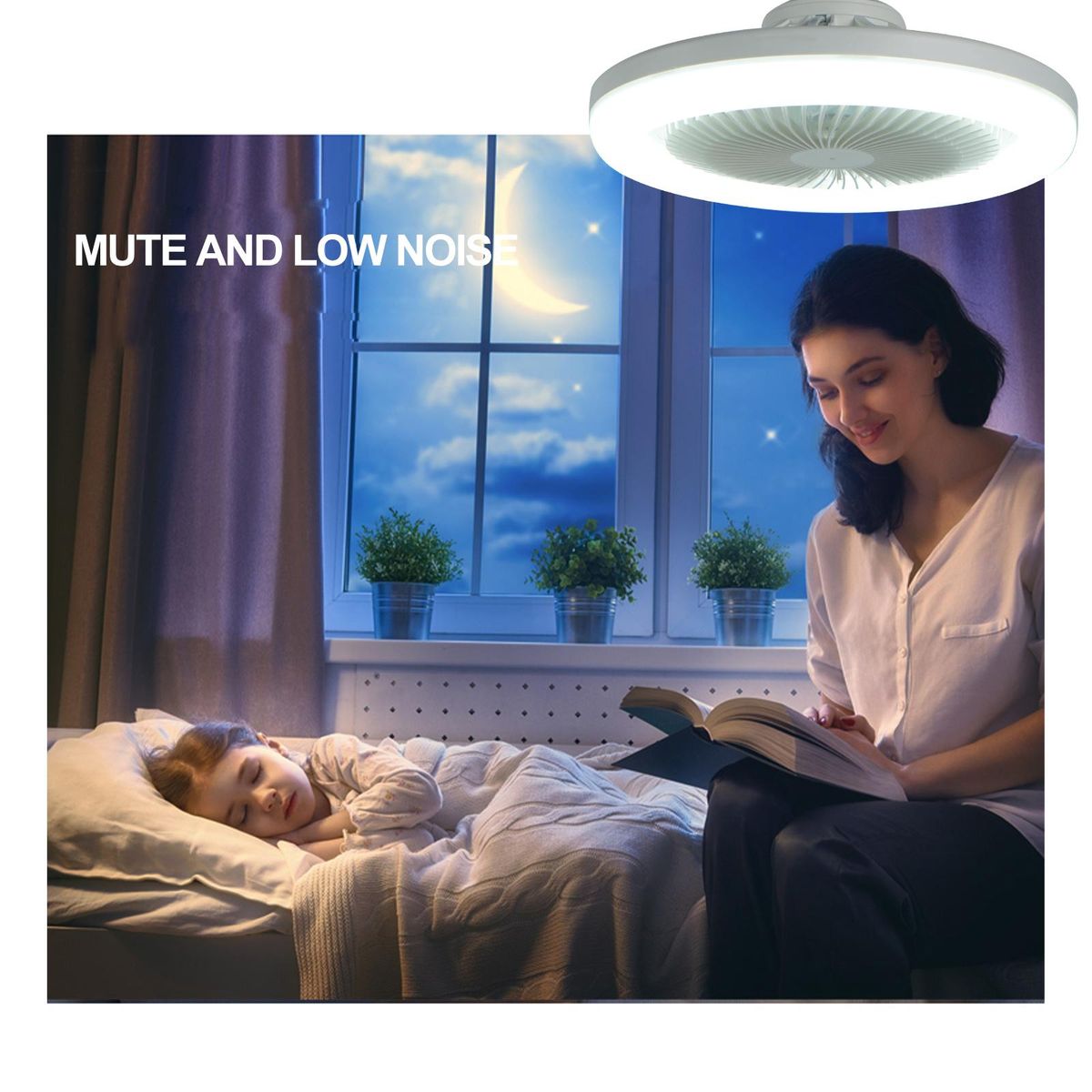 E27 Lamp Head Ceiling Dual-purpose Fan Lamp 3-Gear Adjustment Small Ceiling Fan Light for Kids Room Bedroom