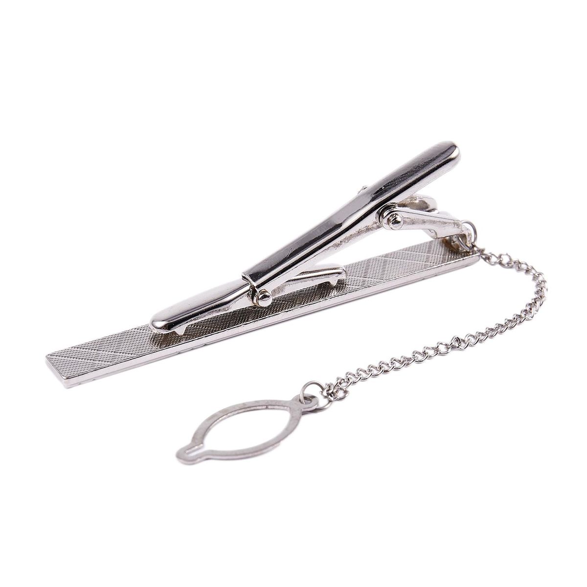 Mens Plain Silver Chrome Stainless Steel 6CM Standard Tie Clip Clasp Pins