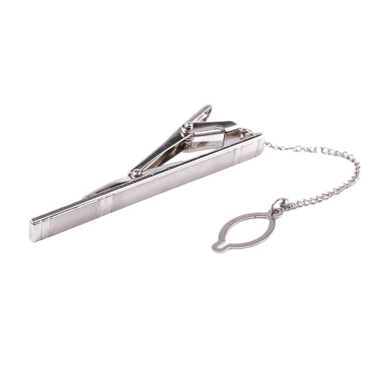 Mens Plain Silver Chrome Stainless Steel 6CM Standard Tie Clip Clasp Pins