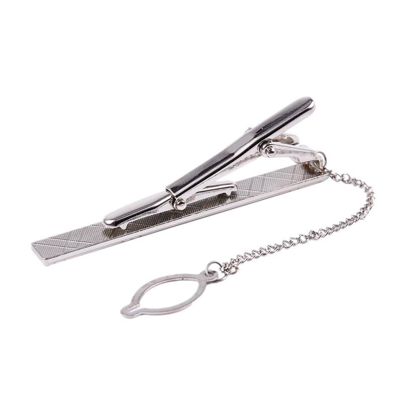 Mens Plain Silver Chrome Stainless Steel 6CM Standard Tie Clip Clasp Pins