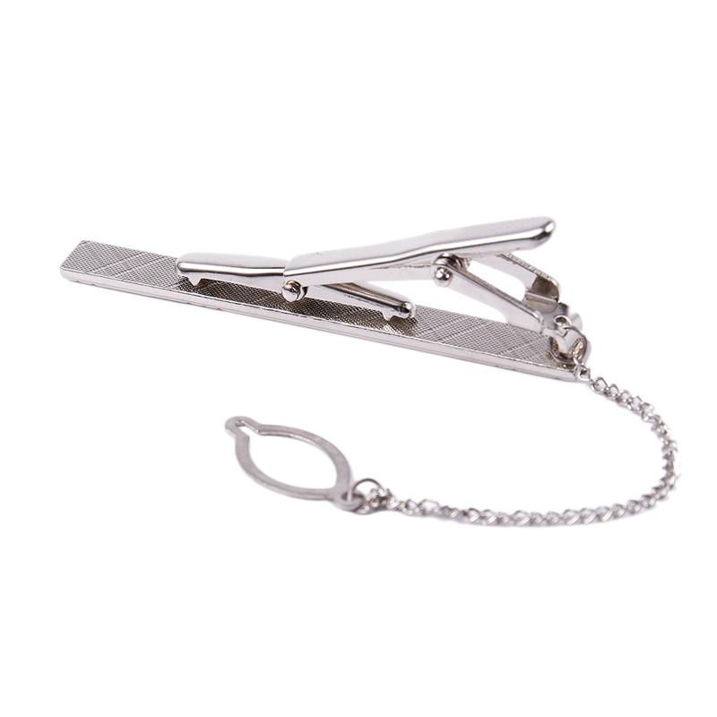Mens Plain Silver Chrome Stainless Steel 6CM Standard Tie Clip Clasp Pins