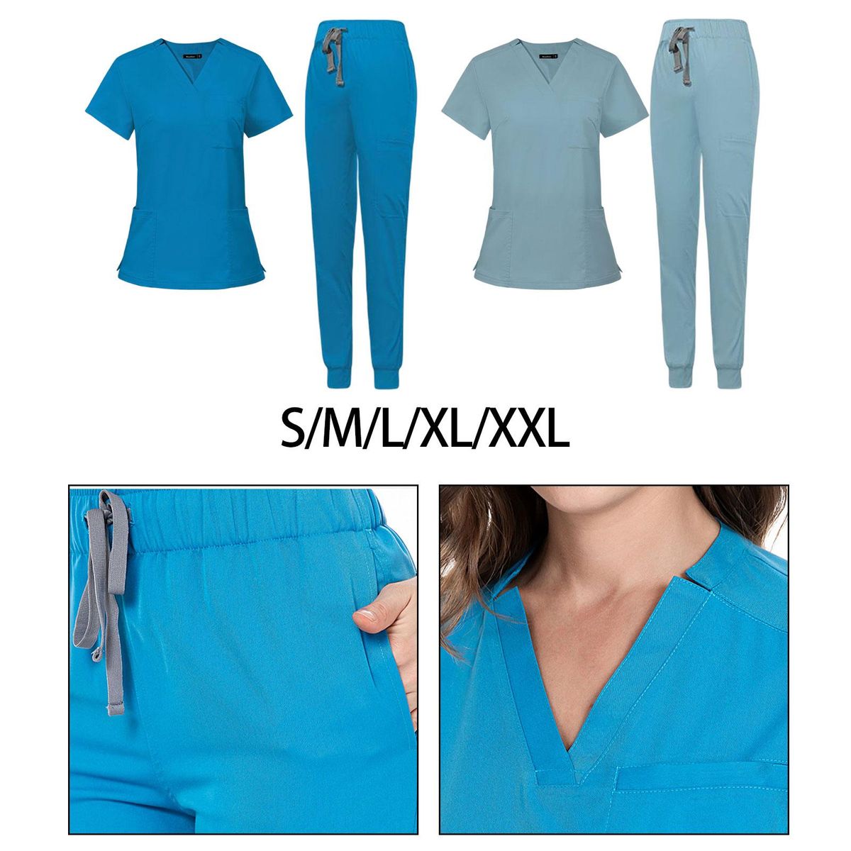 Nursing Scrubs Uniform Work Clothing For Massaging S Blue
