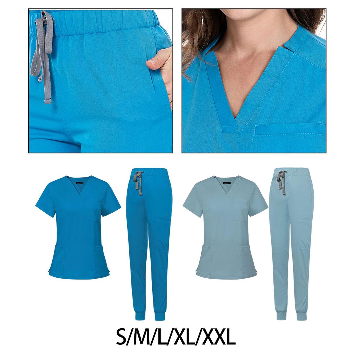 Nursing Scrubs Uniform Work Clothing For Massaging S Blue