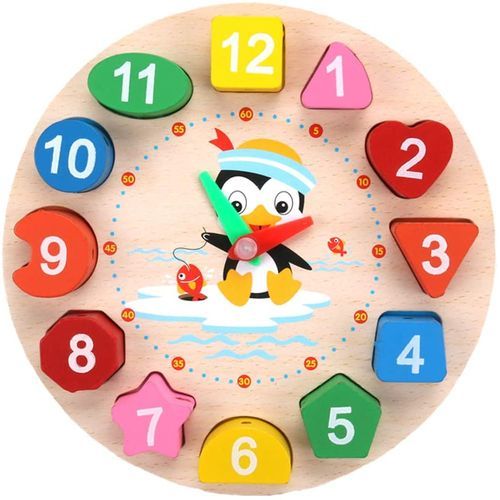 Early Learning Educational Toy Gift Wooden Shape Color Sorting Clock Baby Kids Teaching Time Number Blocks