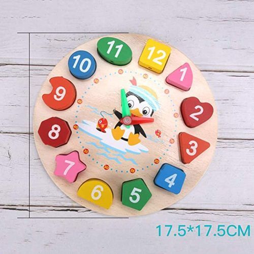 Early Learning Educational Toy Gift Wooden Shape Color Sorting Clock Baby Kids Teaching Time Number Blocks