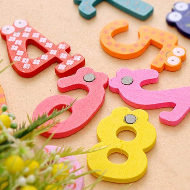 10Pcs Cute Wooden Fridge Magnet Number 0-9 Kids Colorful-