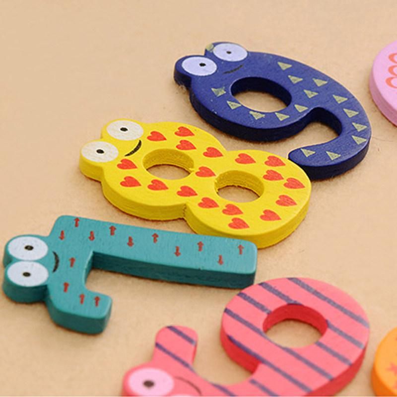 10Pcs Cute Wooden Fridge Magnet Number 0-9 Kids Colorful-