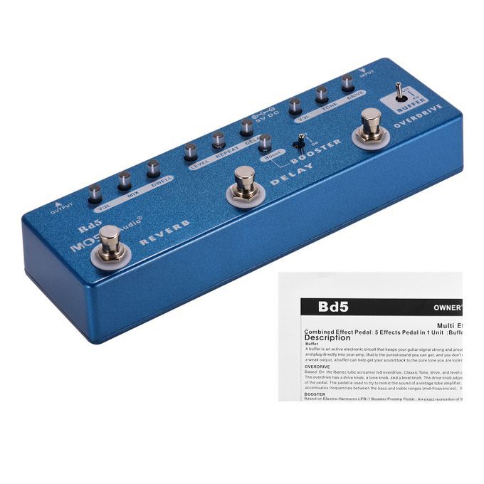MOSKY RD5 5-in-1 Guitar Multi-Effects Pedal Reverb + Delay