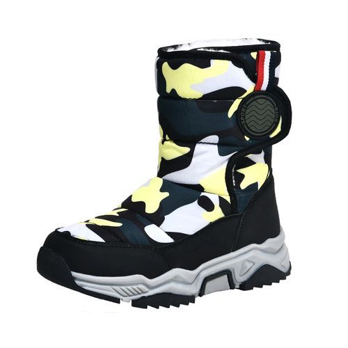 Children's Outdoor Snow Boots Plush Lining Warm Non-slip Boots-Black Yellow