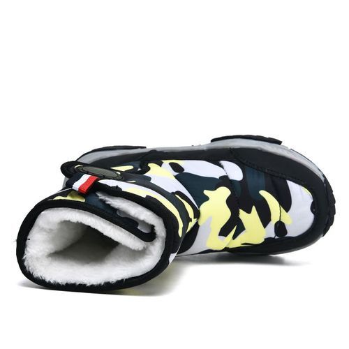 Children's Outdoor Snow Boots Plush Lining Warm Non-slip Boots-Black Yellow