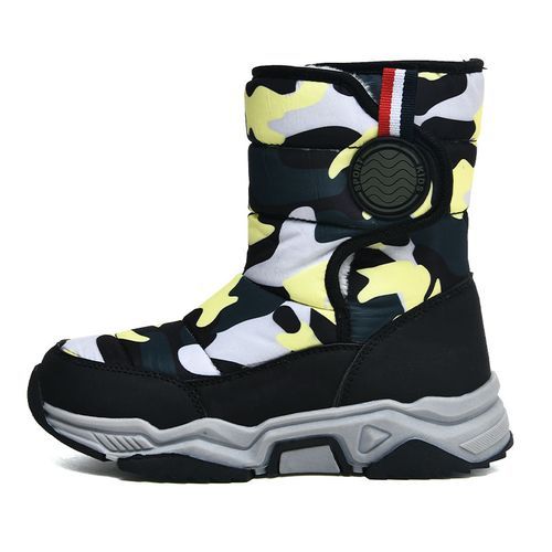 Children's Outdoor Snow Boots Plush Lining Warm Non-slip Boots-Black Yellow