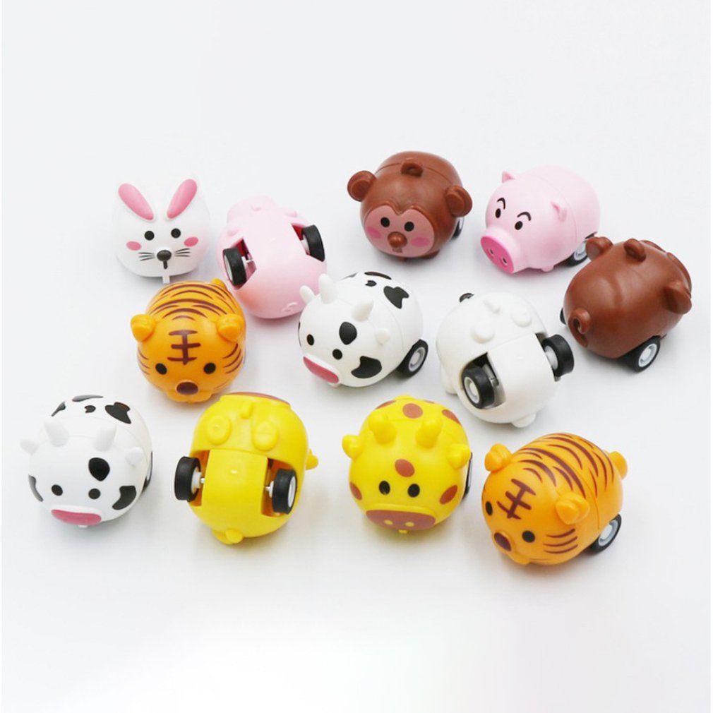 Animal Mini Pull Back Car Plastic Puzzle Toy Inertial Mini Car Children Toys Parent-Child Interactive Toys-multicolor