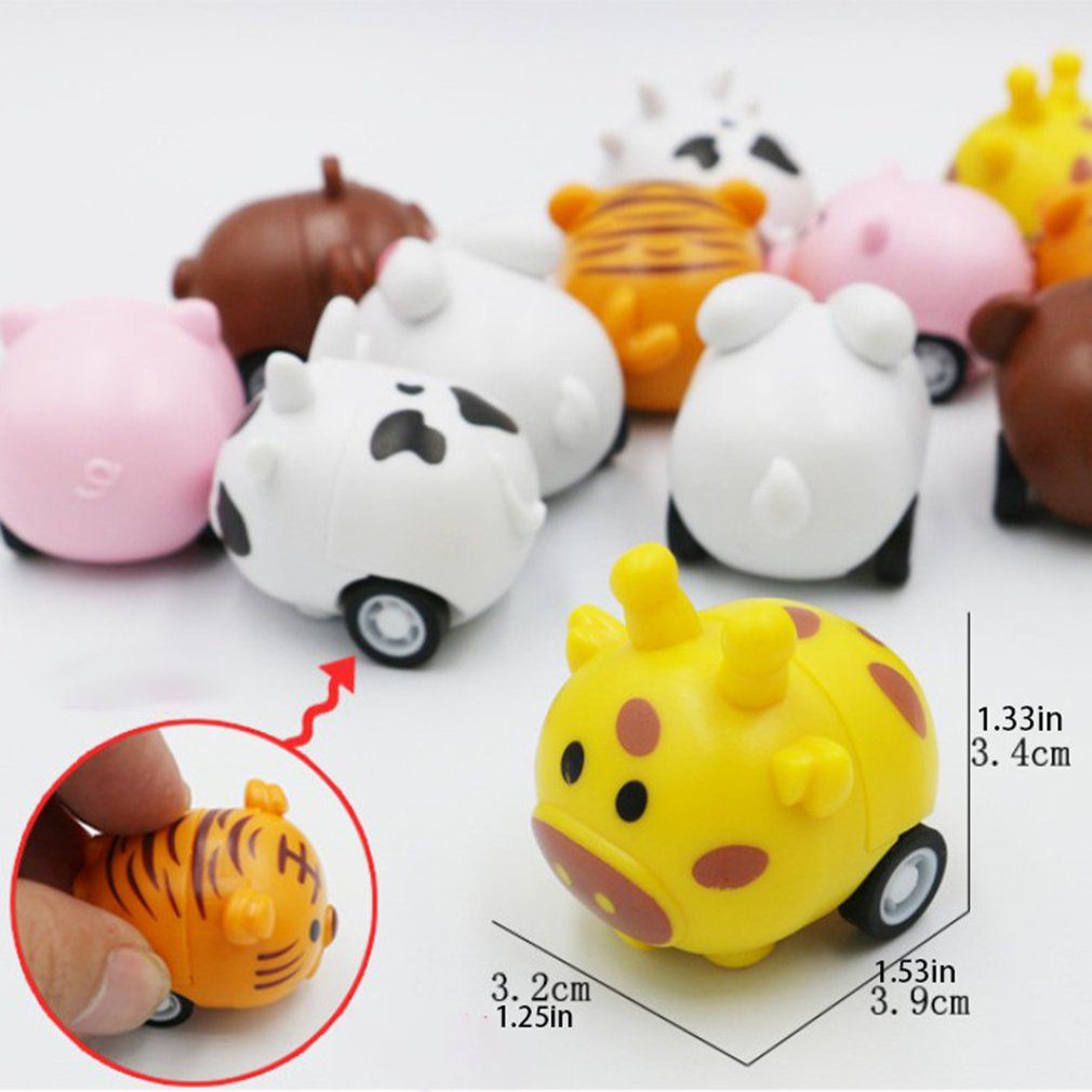 Animal Mini Pull Back Car Plastic Puzzle Toy Inertial Mini Car Children Toys Parent-Child Interactive Toys-multicolor