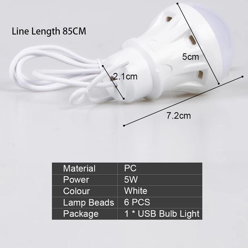 2pcs USB LED Light Bulb Portable Camping Light Mini Light Bulb 5V Power Fishing Outdoor Lighting