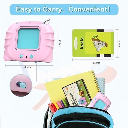 Cute Cartoon Cat Preschool Learning Toys Kids Safety Material Audible Flash Cards Early Educational Machine Children's Day Gift(Blue)
