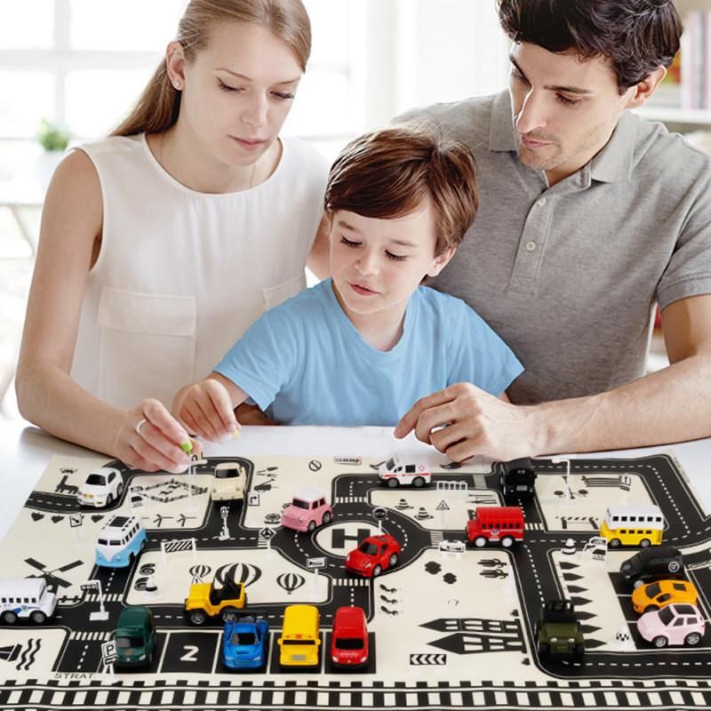 83x59cm Kids Car City Road Play Mat Carpet Traffic Signs-