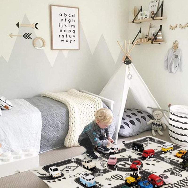 83x59cm Kids Car City Road Play Mat Carpet Traffic Signs-