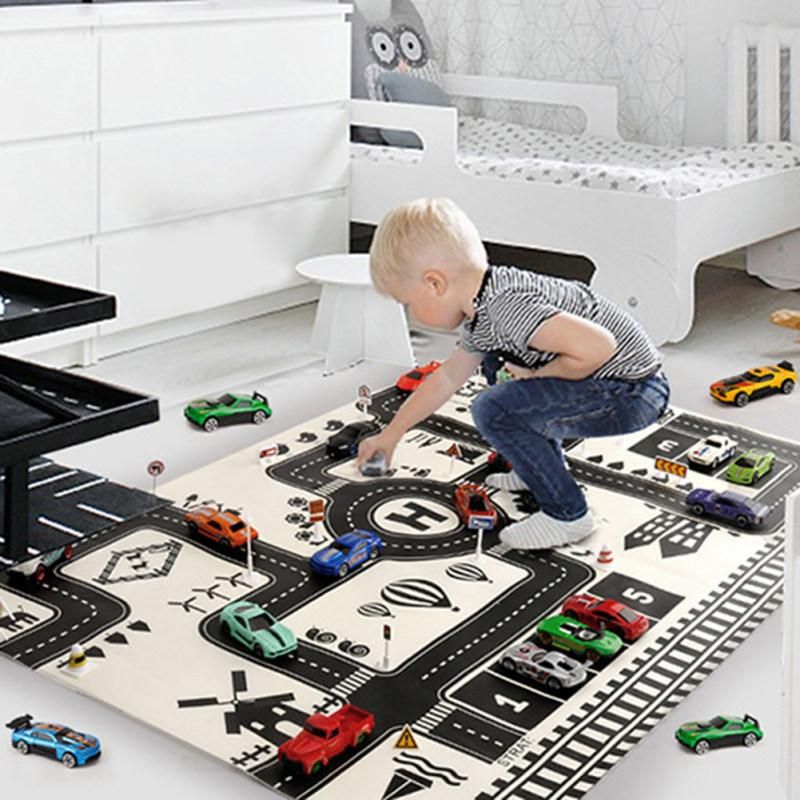 83x59cm Kids Car City Road Play Mat Carpet Traffic Signs-