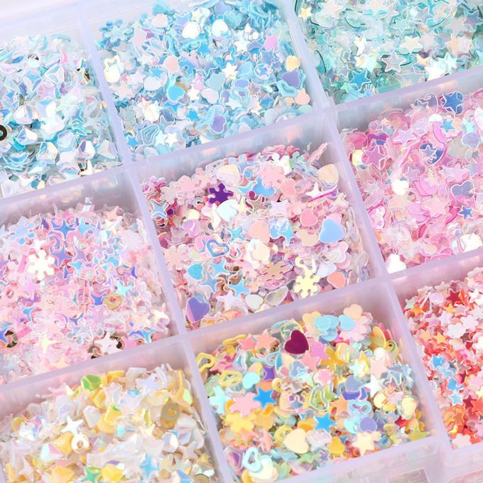 Holographic Nail Glitter Sequins Epoxy Resin Painting Nail Decals DIY
