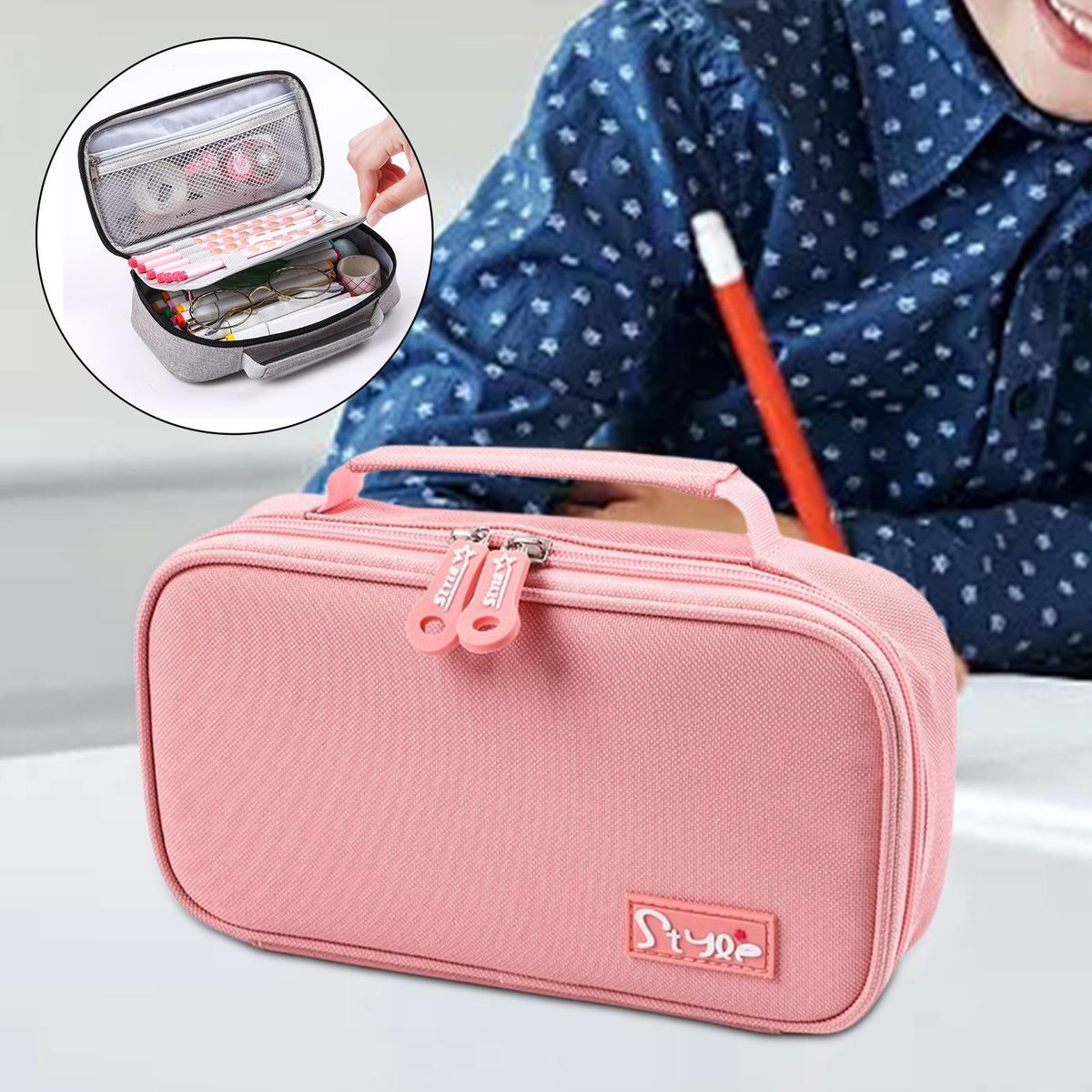 School Office  Travel Double Layer Gift Pink