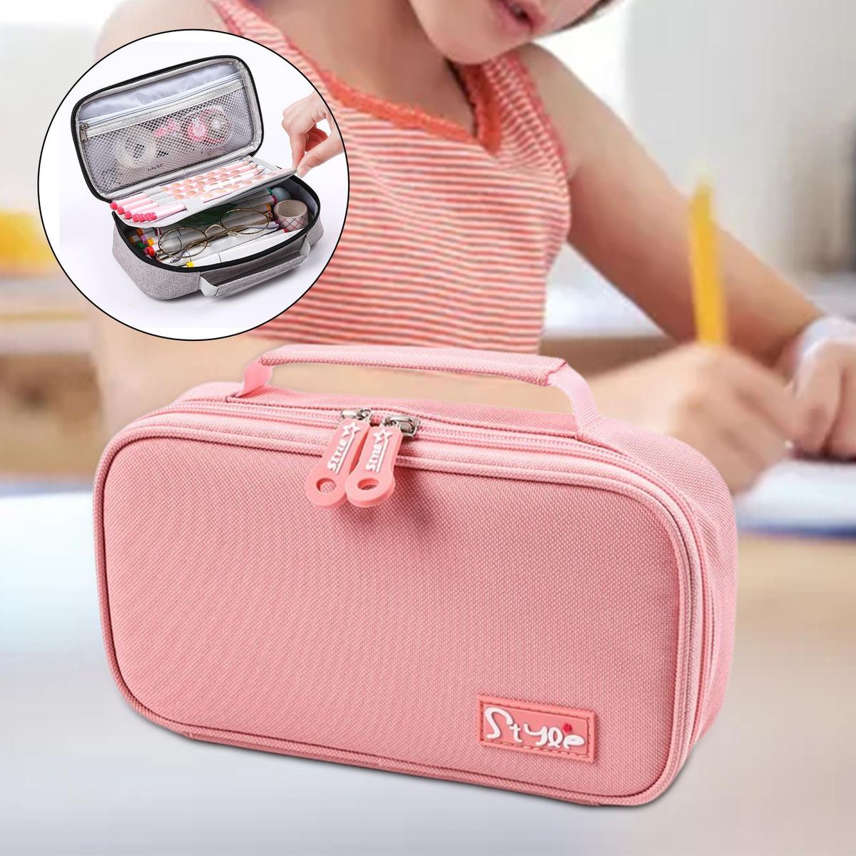 School Office  Travel Double Layer Gift Pink