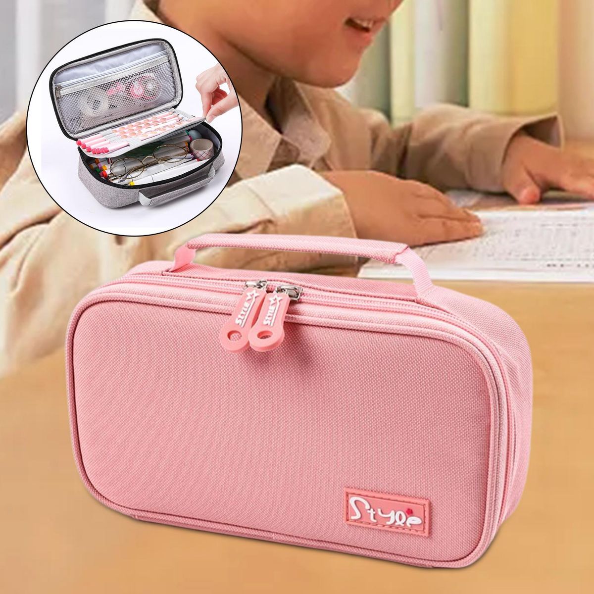 School Office  Travel Double Layer Gift Pink