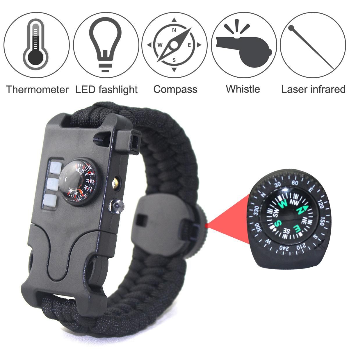 8 in 1 rechargeable Survival Weaving Rope Bracelet