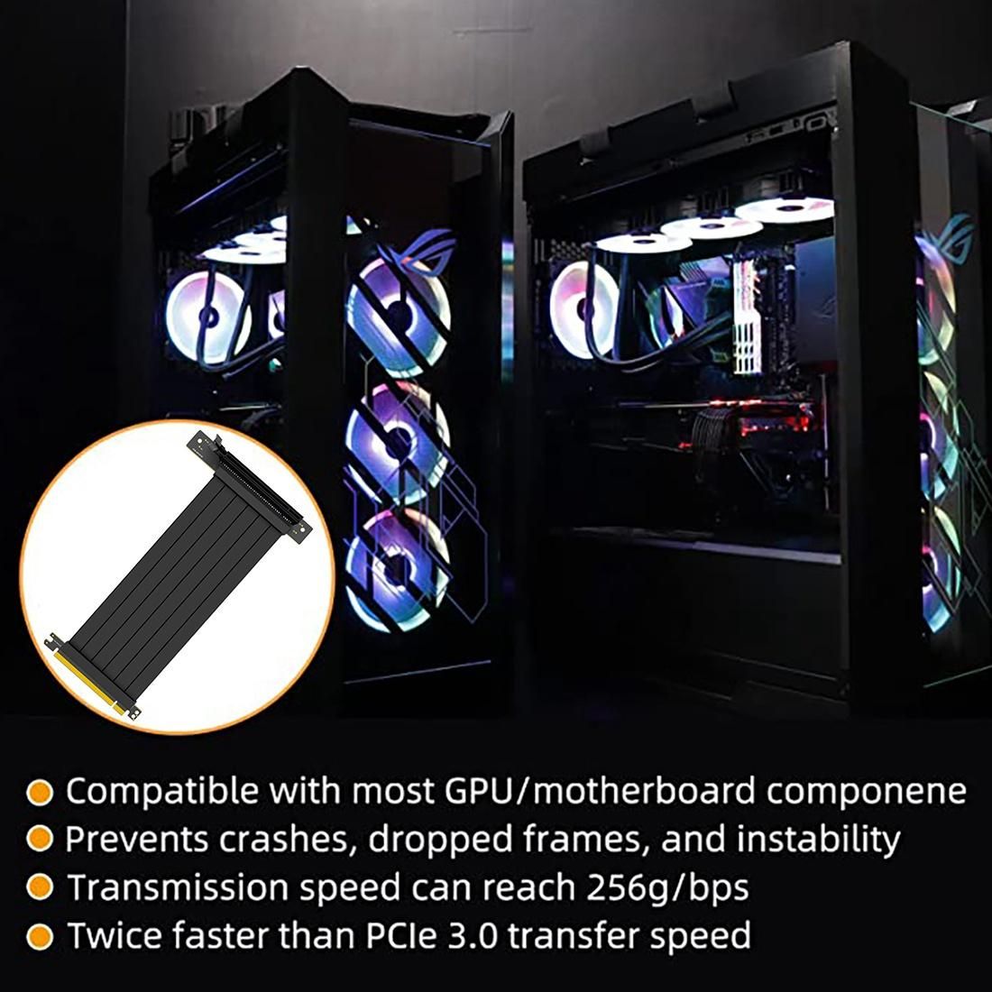 PCIE 3.0 Graphics Card Extension Cable PCI-E 16X to 16X Right Angle GPU Extension Cable Mining Card Connector 20 cm