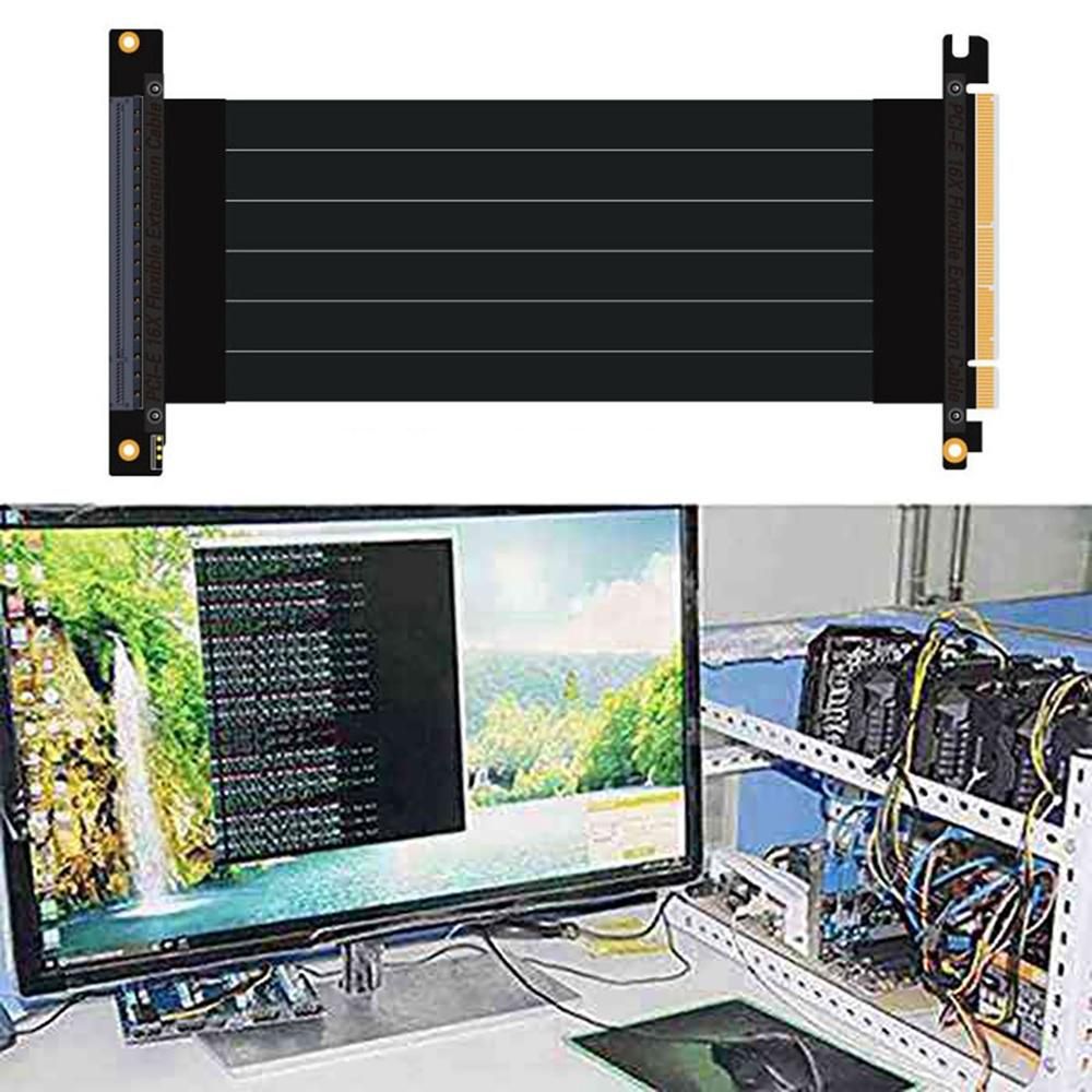 PCIE 3.0 Graphics Card Extension Cable PCI-E 16X to 16X Right Angle GPU Extension Cable Mining Card Connector 20 cm